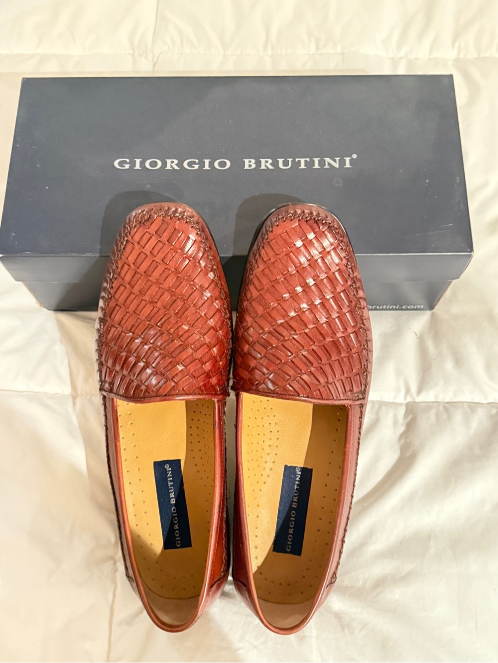 Giorgio Brutini Men's Woven Leather Slip-Ons - Cognac